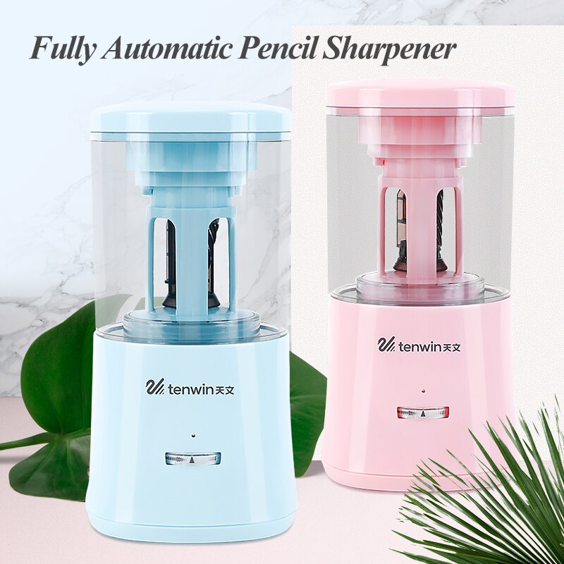 Tenwin Fully Automatic Pencil Sharpener Safe Children's Electric Mechanical Pencil Cutter Stationery Auto Pencil Sharpener 8018