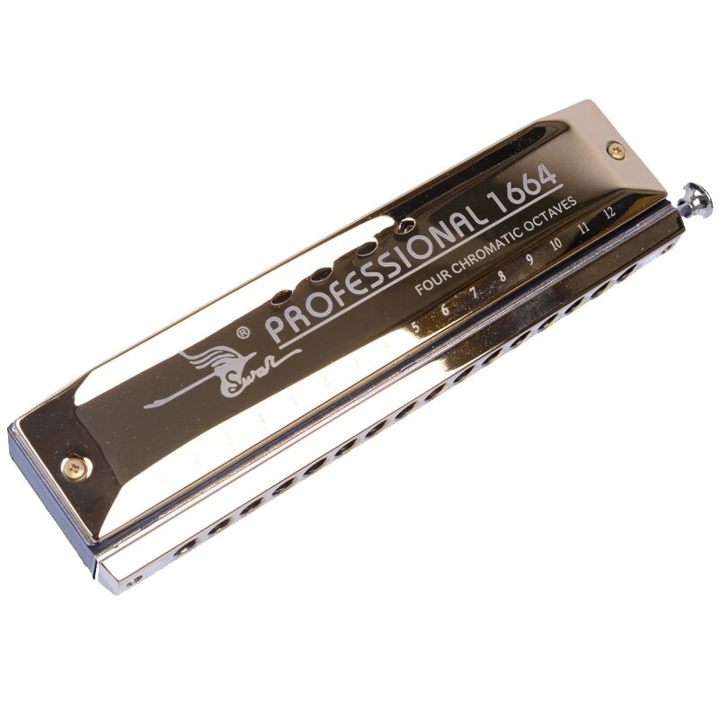 Swan Chromatic Harmonica Senior 1664-3 Serie Golden Harmonica C key Mouth harp Organ Musical Instrument