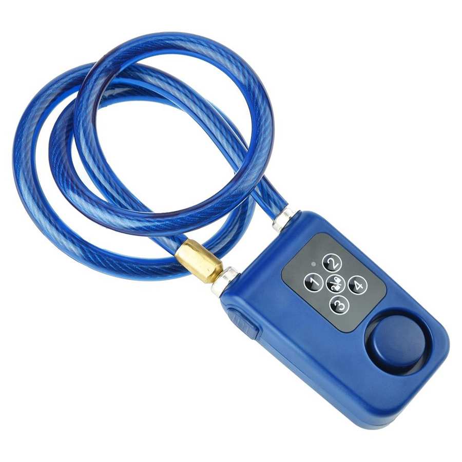 Cerradura de cadena antirrobo con alarma inteligente Y787 para puerta de bicicleta, Control de aplicación azul