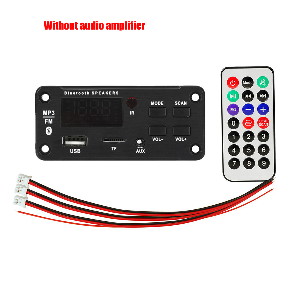 2*25W 50W wzmacniacz samochodowy sprzęt Audio USB TF FM moduł radiowy Bluetooth 12V MP3 płytka dekodera WMA odtwarzacz MP3 z pilotem: Black