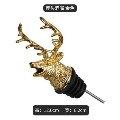 Wein Flasche Ausgießer Stopper Edelstahl Hirsch Hirsch Kopf Drache Kopf Einzigartige Wein Belüfter Bar Werkzeuge: Gold