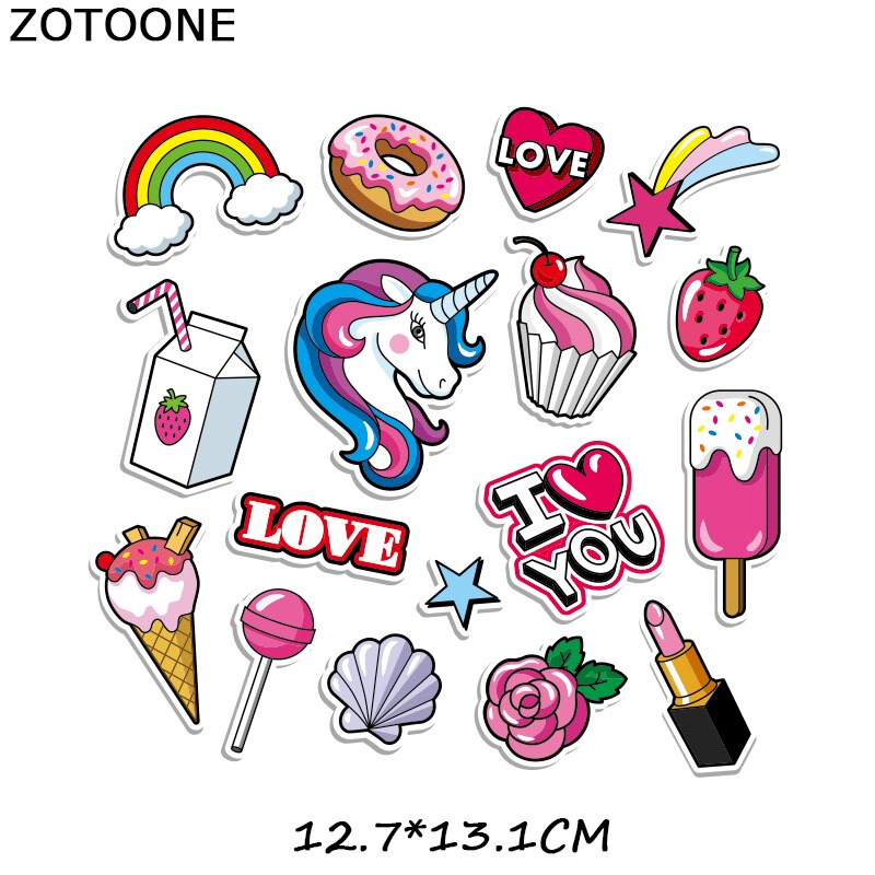 Zotoone Mode Meisje Ijzer Op Heat Transfers Leuke Lip Eenhoorn Cartoon Streep Op Kleding Ijzer Patch Zomer Stijl Strijken Sticker G: ZT1585