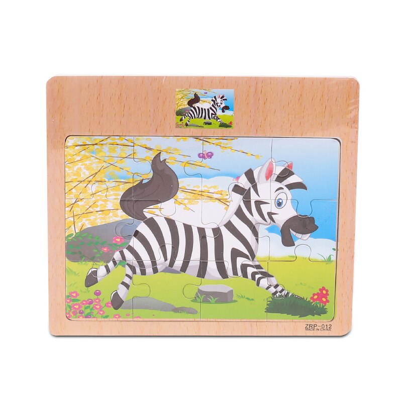 Baby Jigsaw Puzzles Wooden Board Jigsaw Toy Children 1-5 Years Old Cartoon Animal &Traffic Cognitive Early Education Puzzle Toys: Zebra