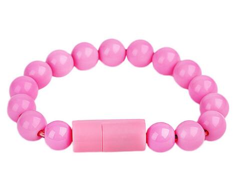 Micro USB2.0 USB Daten Sync Lade Kabel Bead Armband Ladegerät Reine Farbe Für IPhone Android 8pin Typ C für samsung: for Android / Pink