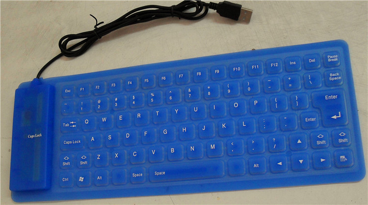 Foldable washable computer keyboard 85 key portable mini USB flexible waterproof soft silicone gaming keyboard computer laptop: blue