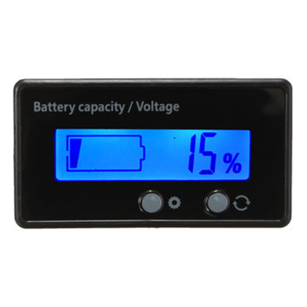 Botones de calibre para coche medidor de voltaje de pantalla LCD pantalla retroiluminada Universal capacidad de batería de litio retroiluminada Monitor de accesorios para automóvil: Azul