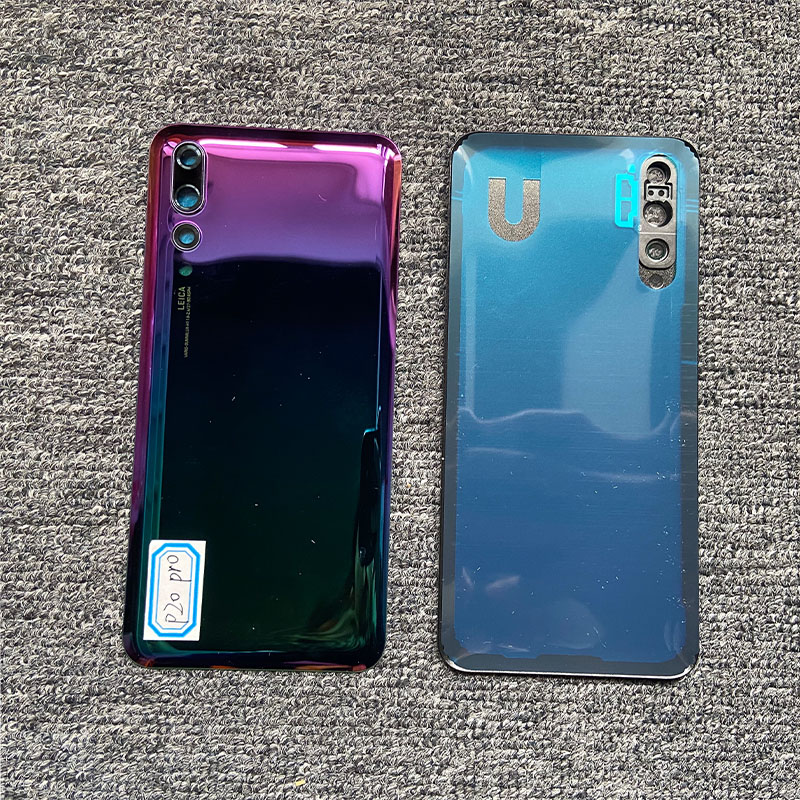 Vervanging Voor Huawei P20 Pro Terug Behuizing Glas Achterklep Battery Case Met Camera Lens Panel + Adhesive montage: with lens Twilight