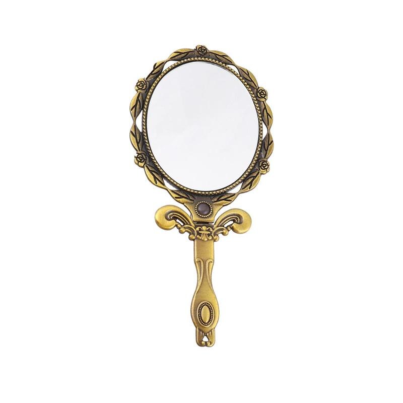 Espejo de bolsillo Vintage para maquillaje para niña, espejo pequeño plegable para cosmética, espejo de maquillaje para niña Mini, suministros de viaje (Color bronce, ovalado: Bronze