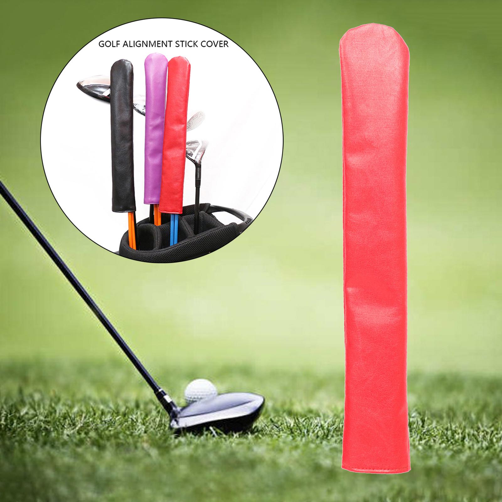 Golf uitlijnstick hoes/etui golfclubbeschermer, geschikt voor minimaal 2 sticks, leren hoes: Rood 