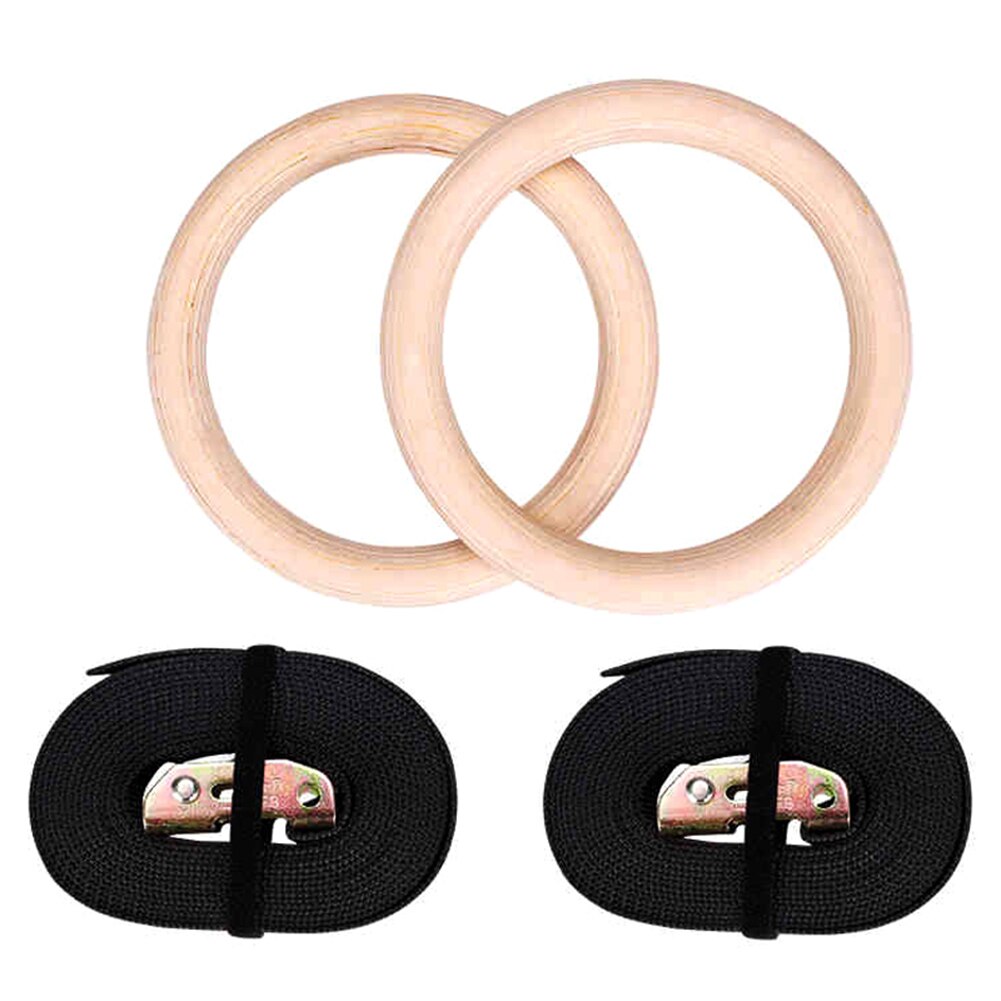 Hout Gymnastiek Ringen 28 Mm Gym Ringen Met Verstelbare Lange Gespen Bandjes Voor Workout Home Gym Cross Fitness & T8: Default Title