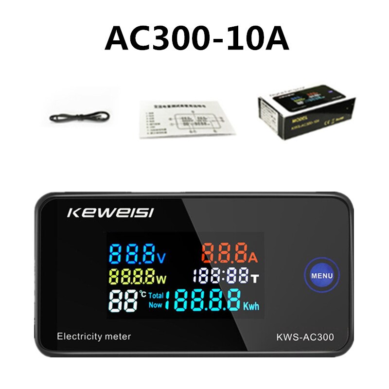 KWS-AC300 Voltmeter Ammeter KWS Power Energy Meter AC 50-300V LED AC Wattmeter Electricity meter with Reset Function 0-100A