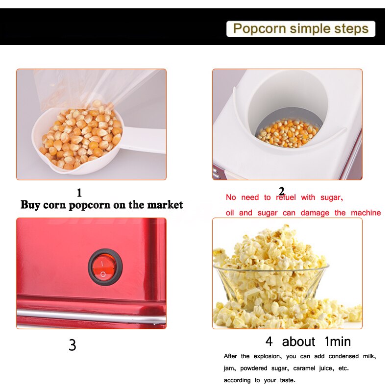 220-240v Commercial Classic popcorn machine RHP310 American vintage dual popcorn machine sugar Home air popcorn machine 1100w