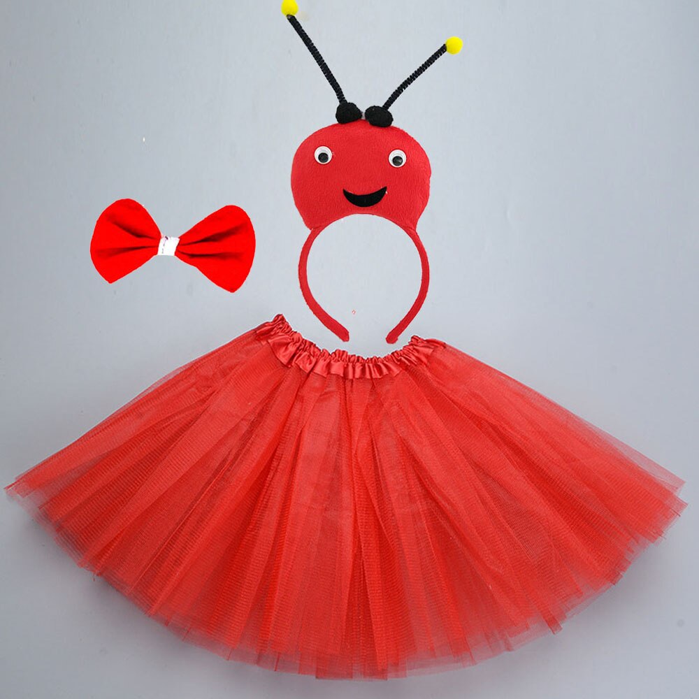 Disfraz de abeja amarilla y mariquita para niños y mujeres, conjunto de falda y tutú de dibujos animados, diadema, cola, de cumpleaños, Cosplay, Halloween