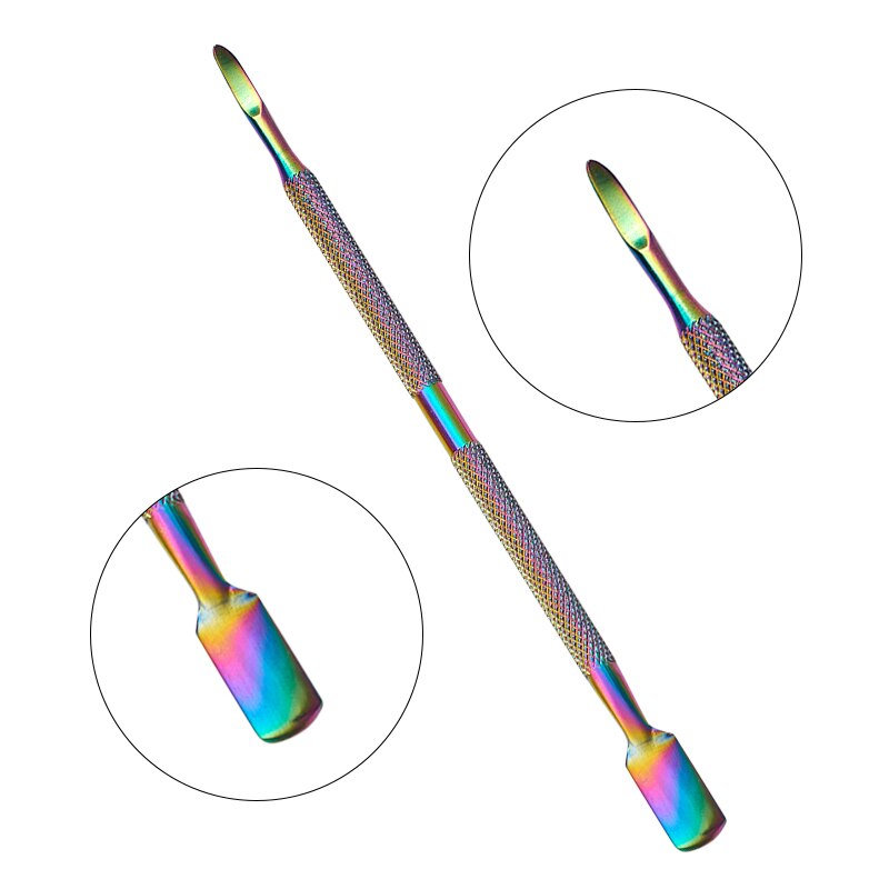 Nail Cuticle Pusher Dual-Ended Chameleon Dode-Skin Remover Rainbow Rvs Manicure Nail Art Tool: HHK0172