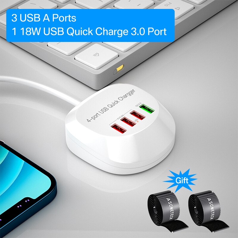 Ricarica rapida 3.0 Smart USB tipo C caricabatterie telefono caricatore USB ricarica rapida presa Desktop adattatore stazione Display a Led per iphone: AU Plug / 4 Ports QC