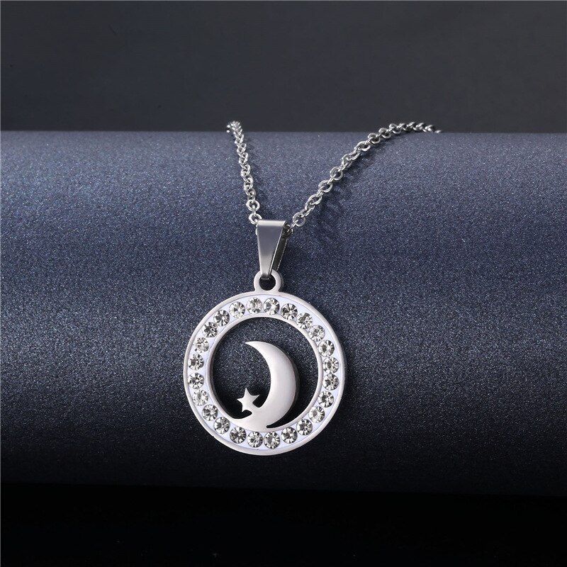 Zilveren Kleur Rvs Hart Mama Ketting Voor Vrouwen Rose Moon Dolfijn Kat Hanger Familie Vriendschap Sieraden: 8