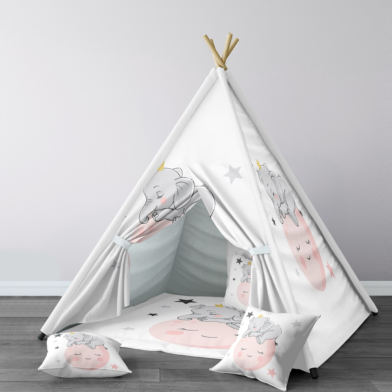 Spielzelt für kinder, wigwam, tragbares indoor-spielzelt, kinderzimmer, schlafzelt, elefanten-mondmodell 039