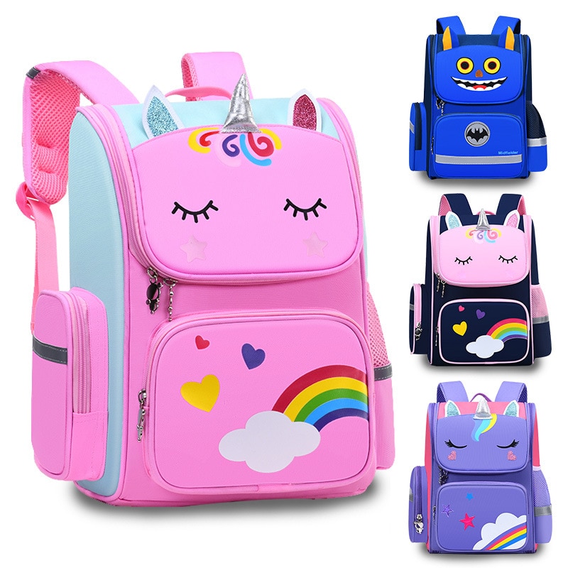 Eenhoorn Primaire Schooltassen Voor Meisjes Schattige Waterdichte Kids Bag 3D School Rugzak Student Cartoon Eenhoorn Meisje Voor 6-12 Kinderen