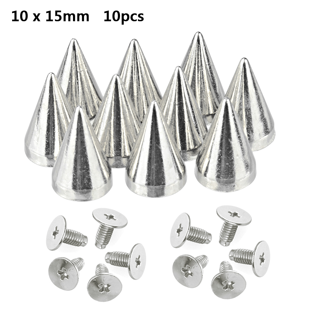 Remaches tipo bala plateados Para Ropa, tachuelas Punk de cuero, Parche de espinas, tachuelas Para Remaches, 10 Uds.: 10x15mm