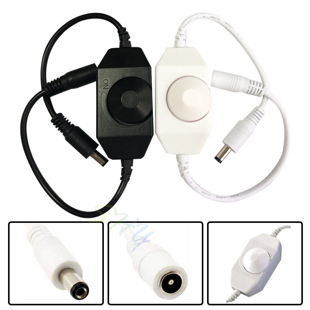 DC 12V-24V 6A LED Strip Dimmer Switch PWM Dimmer Controller DC Jack Adapter Connector LED Connector LED Controller for RGB