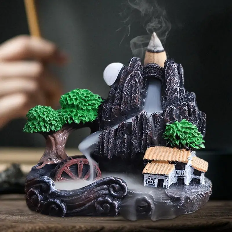 Incense Burner Resin Backflow Incense Smoke Waterfall Incense Holder For Aromatherapy Environment Cleansing Yoga Home Decor