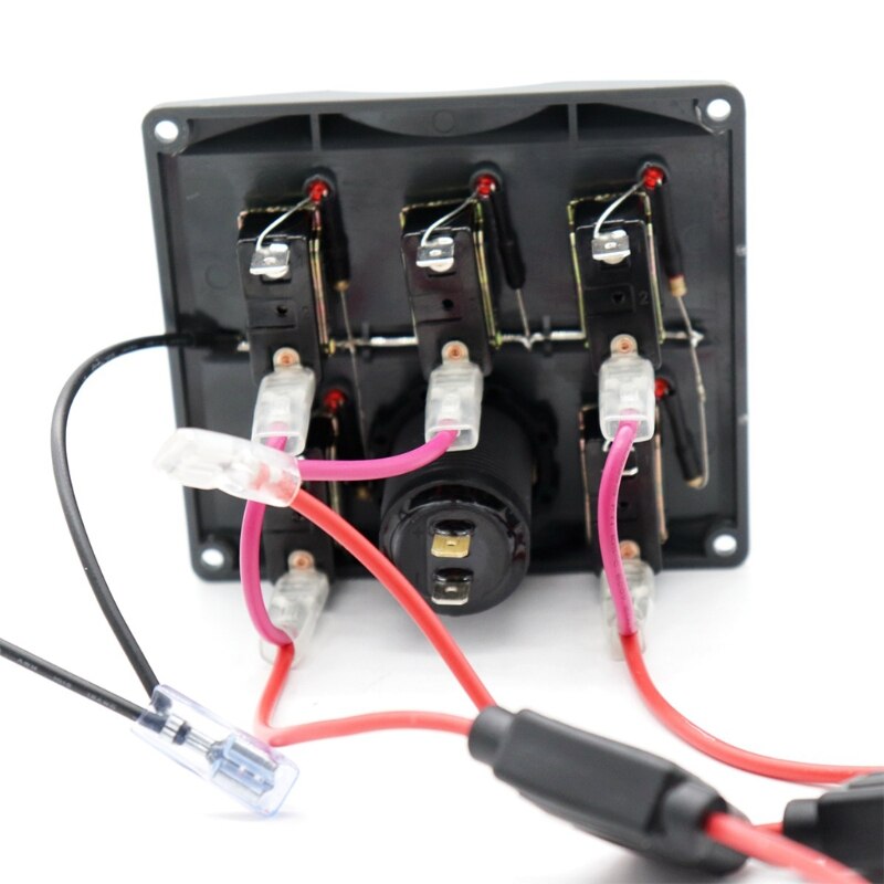 Universal Yacht Boat Interior Rocker Switch Panel with 5 On/Off Button Voltmeter Boat Electrical Panels