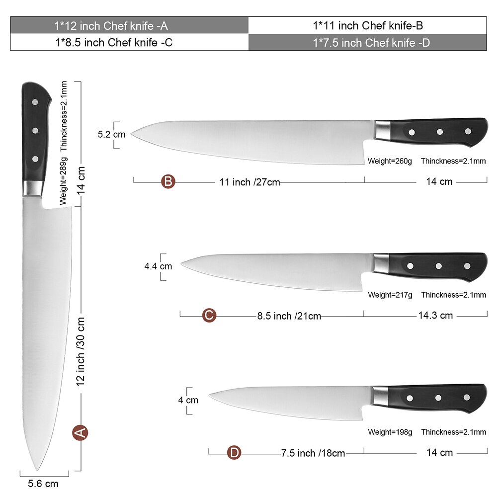 XITUO 12 Inch Chef Knife High Japanese 4Cr13 Stainless Steel Kitchen Knives Cleaver Meat Slicing Gyuto PP Plastic Handle