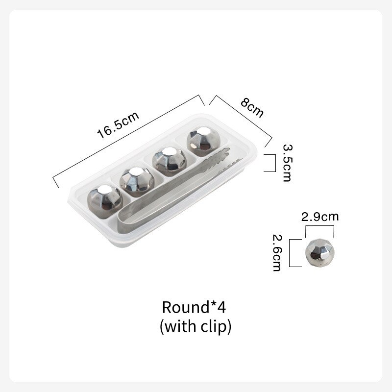 4 Stainless Steel Reusable Ice Cubes Chilling Stones with Tongs & Freezer Storage Tray For Whiskey Wine Cola Best Man: Diamond type