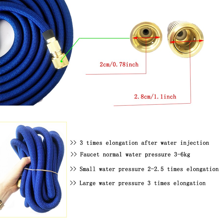 Extensible Garden Hose Magic Flexible jardin watering hose High Pressure Car Wash Spray Gun Nozzle gardening rubber Hoses 100FT