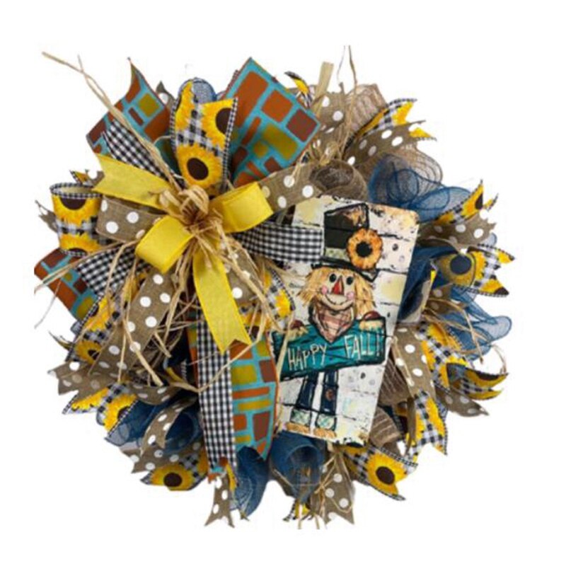 Guirnalda de espantapájaros, decoración de otoño, colgante para el hogar: Blanco lechoso