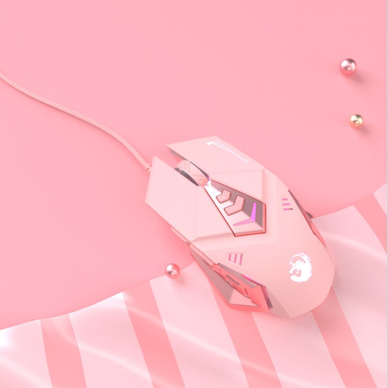 Pink Keyboard Mouse Headset Combos 104 Keys LED Backlit Gaming Keyboard 4800DPI Wired Mice Earphone with Microphons for Desktop