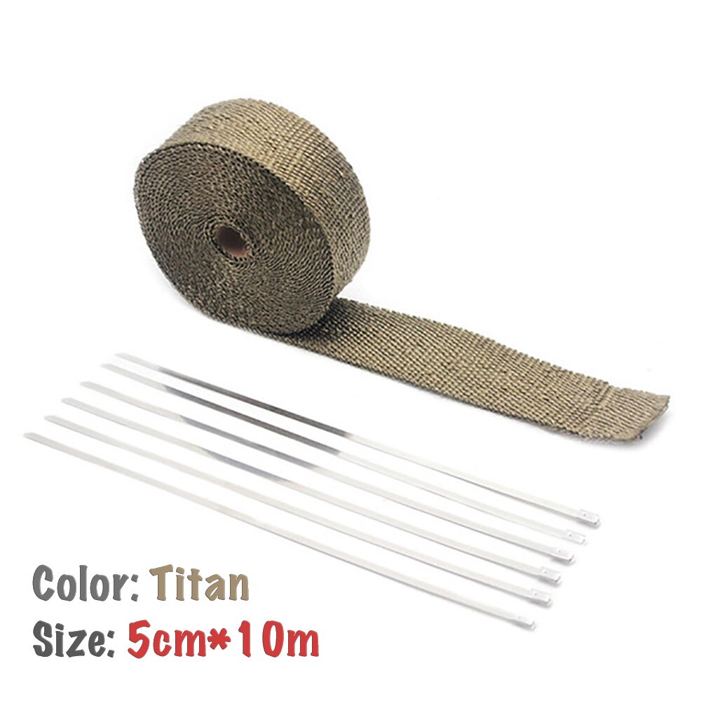 Universal Thermal tape for exhaust manifold (Muffler) to 1200 degree, flame retardant tape (5 cm * 5 m/10 m/15 m): 5cm x 10m Titan