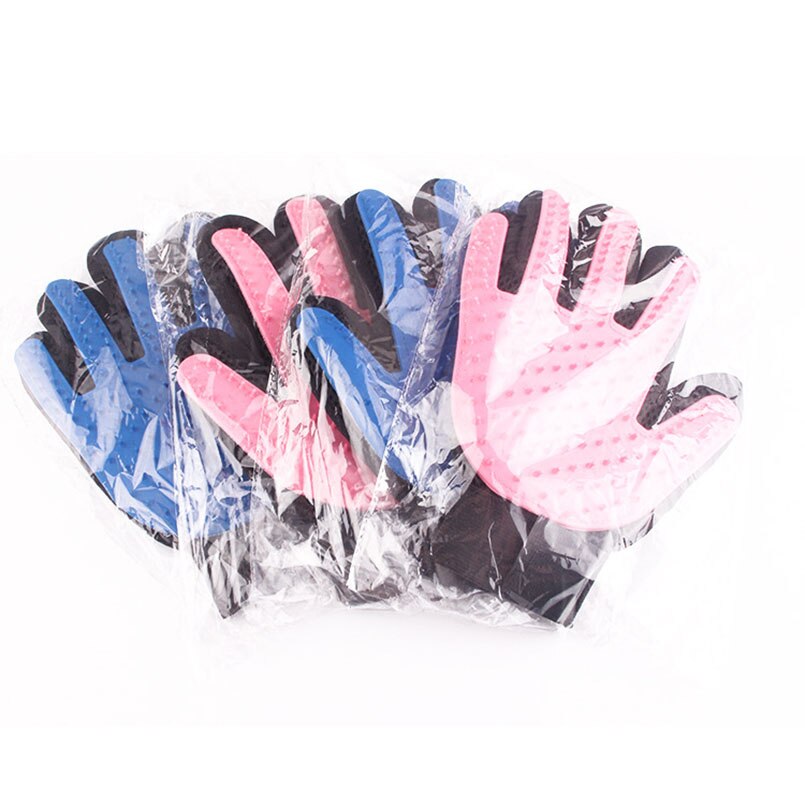 Guante de cepillo azul para animales y gatos, cepillo de limpieza, guantes de silicona para dedos para gatos, perros, removedor de pelo de mascotas, guante para acicalamiento de gatos