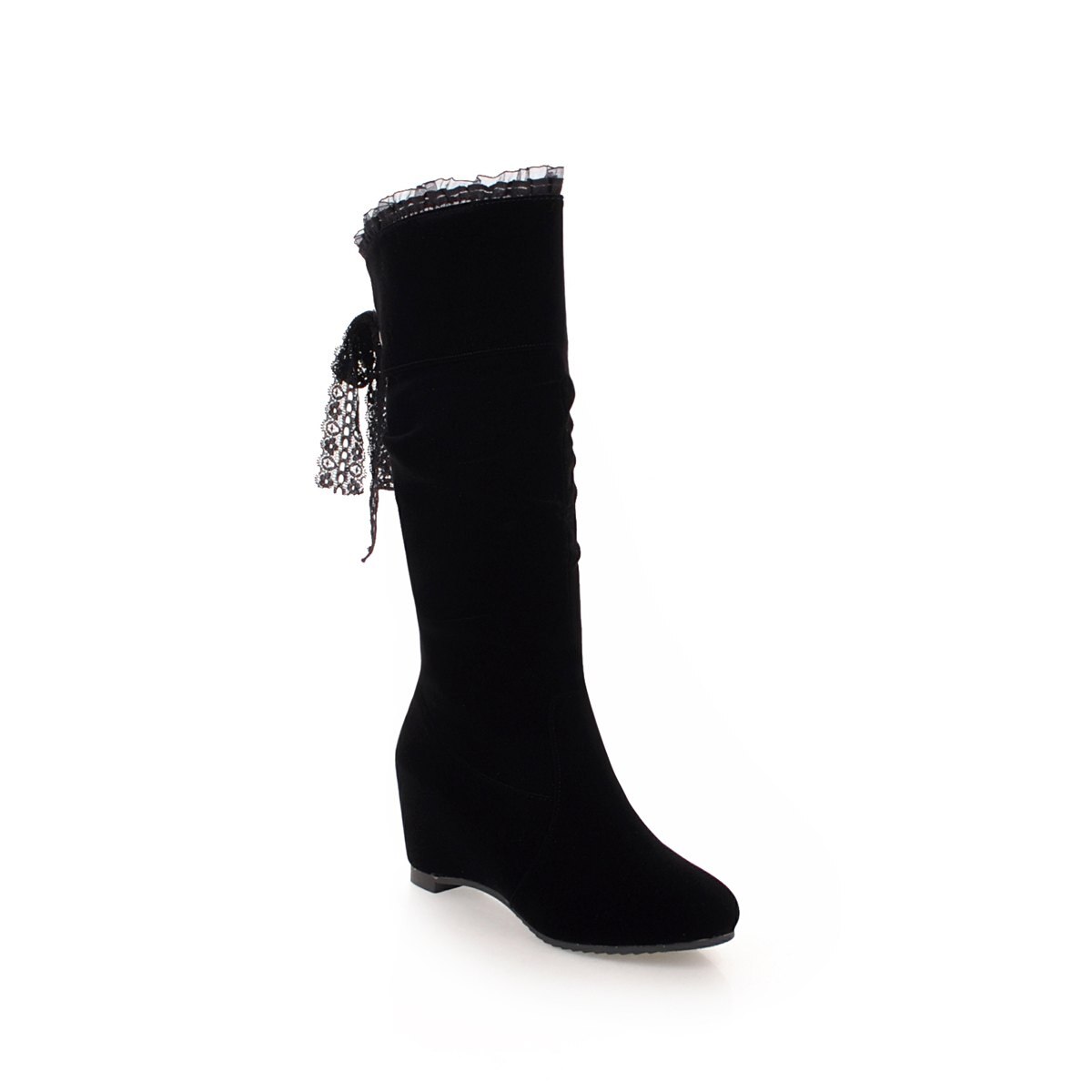 Woman Boots autumn Winter boots Wedges Boot high Heels Boots Mid-Calf Women increasing Booties size 34-43: black / 40