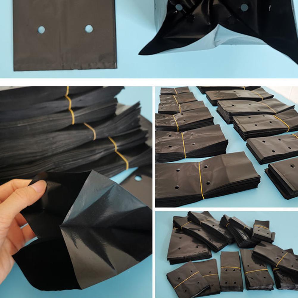 100 Pcs PE Plastic Nursery Bags Plant Grow Bags Seedling Breathable Holes For Fruits Garden Pots Flowers With Vegetables N9I0