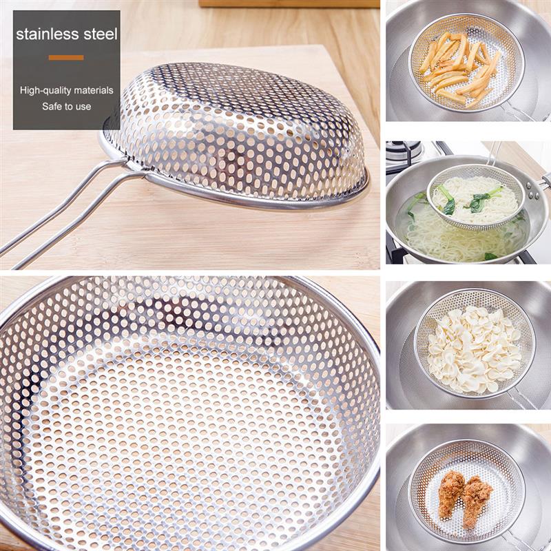Vergiet Zeef Noodle Koken Spatel Pasta Olie Lepel Zeef Keuken Tool Houten Handvat Rvs Milieuvriendelijke