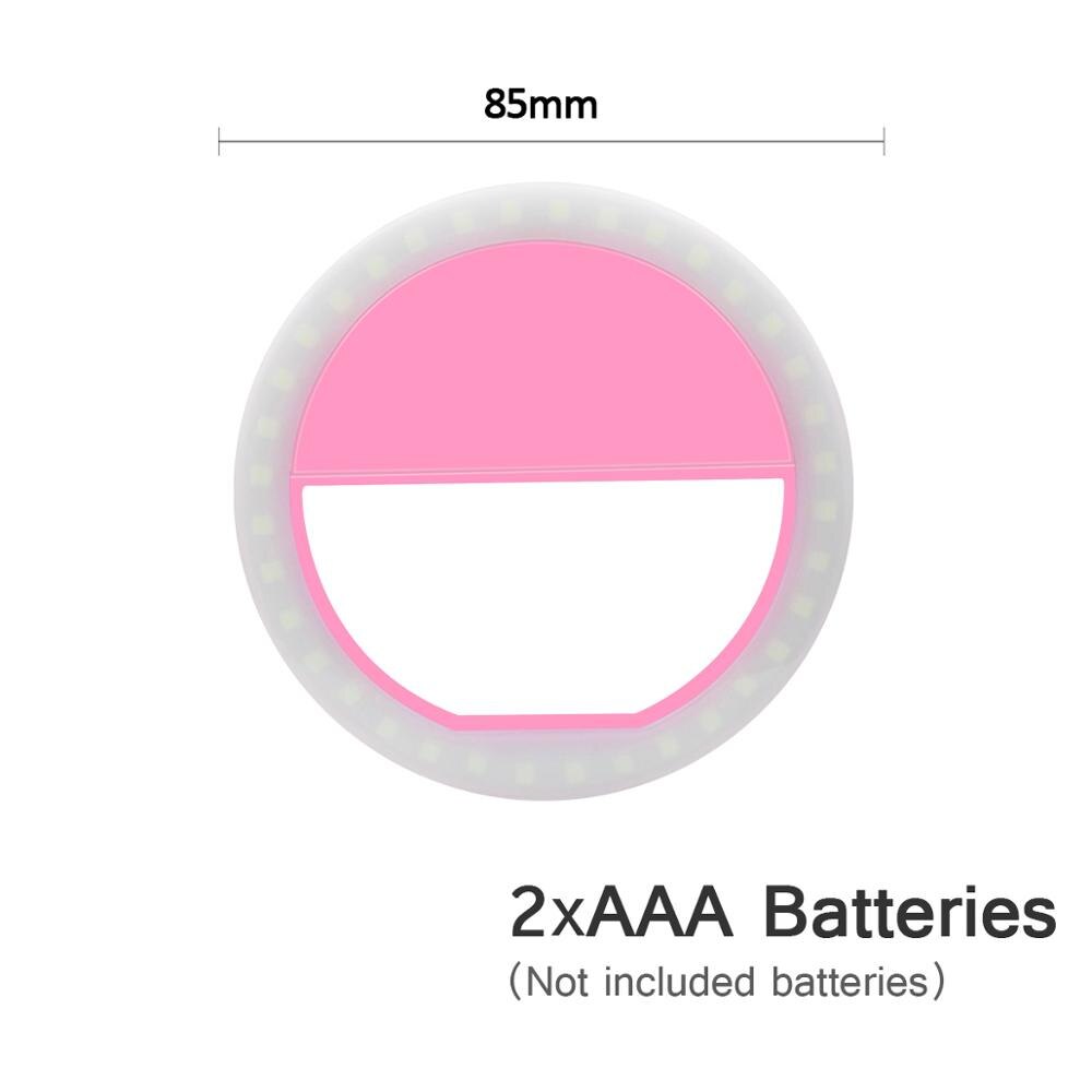 Led selfie ring nyhed lys ring klip til mobiltelefon fotolampe anel de luz para cellulær baggrundsbelysning til telefon: Plink aaa powered