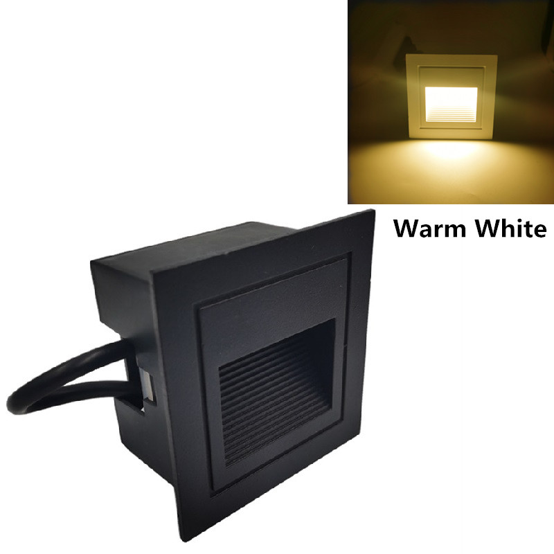 Ip65 vandtæt væglampe underjordisk ført trappelys udendørs fodlygte forsænket hjørnevæglampe udvendigt havelys: Bk varm hvid
