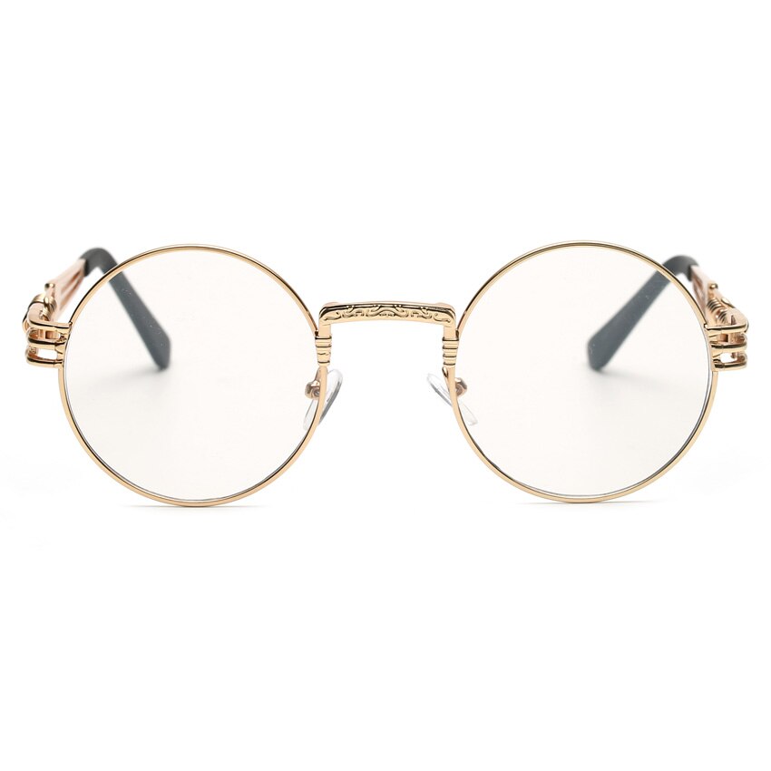 Peekaboo clear gold round frames eyeglasses for women vintage steampunk round glasses frames for men male nerd metal