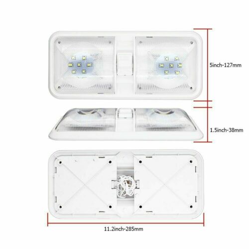 2x RV LED 12v Double Dome Light Ceiling Fixture Marine Trailer Motorhome Tail Light Brake Lights High Brake Light