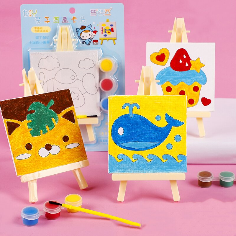 Wooden Kid Easel Including Paint,Brush,Tabletop Display Easels, Art Craft Painting Easel Stand For Kids Artist