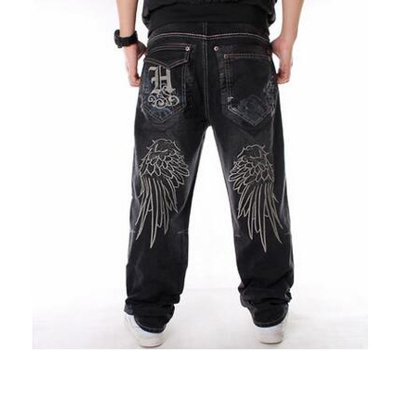 Hip hop harem jeans denim bukser herre mode jeans mærke løst baggy streetwear sorte bukser herre jeans plus størrelse 30-46