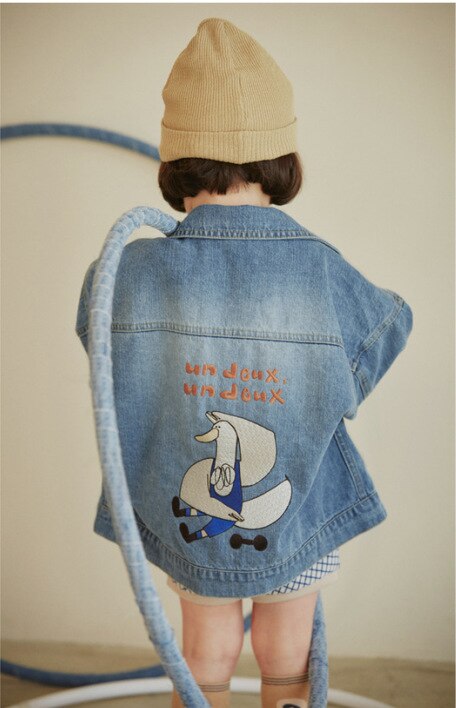 Herfst Limt Kids Denim Jacket Voor Jongens Meisjes Leuke Cartoon Print Jas Baby Kind Mode Uitloper Kleding