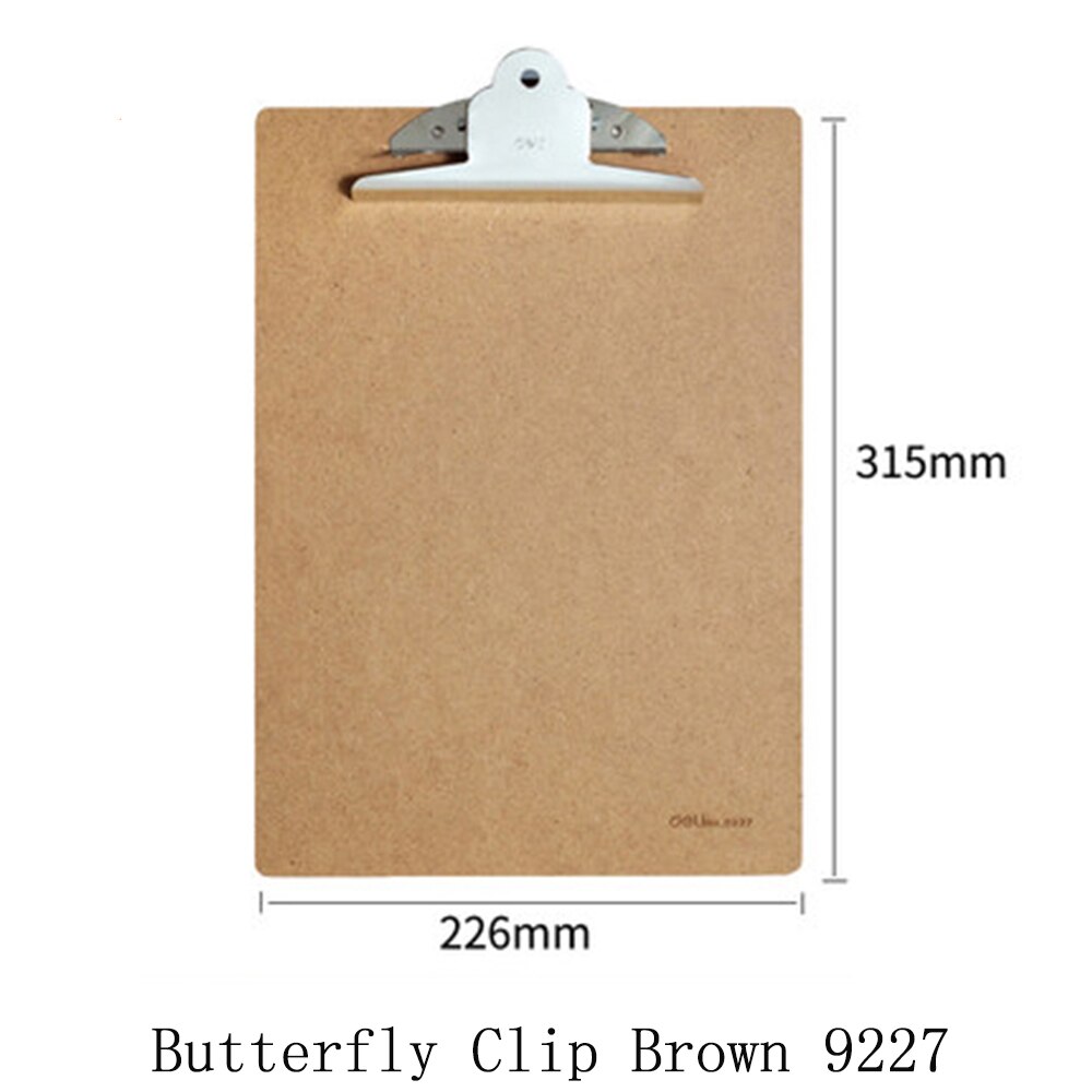 Deli A4 Map Schrijfbord Klem Pad Plaat Clip Kartonnen Student Test Papier Multifunctionele Opknoping Workshop Kantoorbenodigdheden: Butterfly Clip Brown