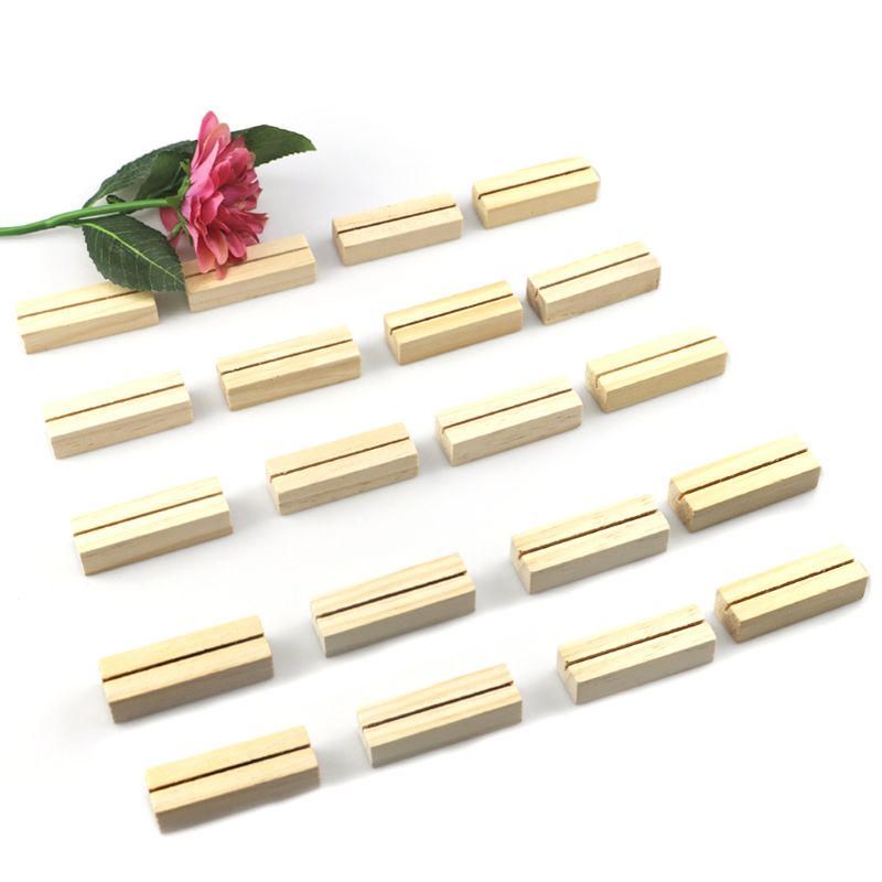 20Pcs Natuurlijke Hout Naam Memo Clips Foto Houder Klem Visitekaartje Stand Desktop Bericht Organizer