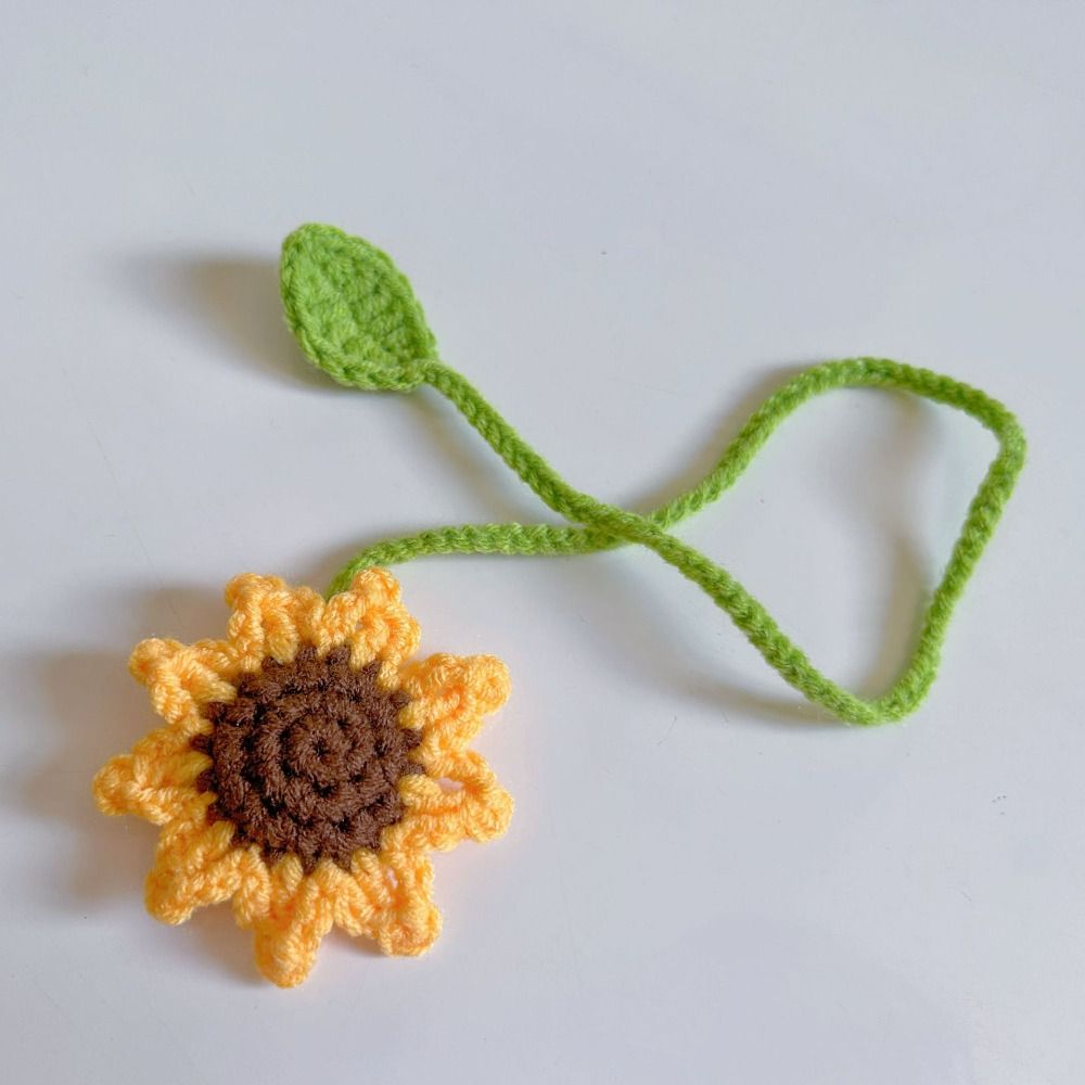 Marcapáginas de punto hecho a mano, colgantes florales únicos de margaritas, marcador de página de cinturón, lector de marcadores de libros de ganchillo,: Negro