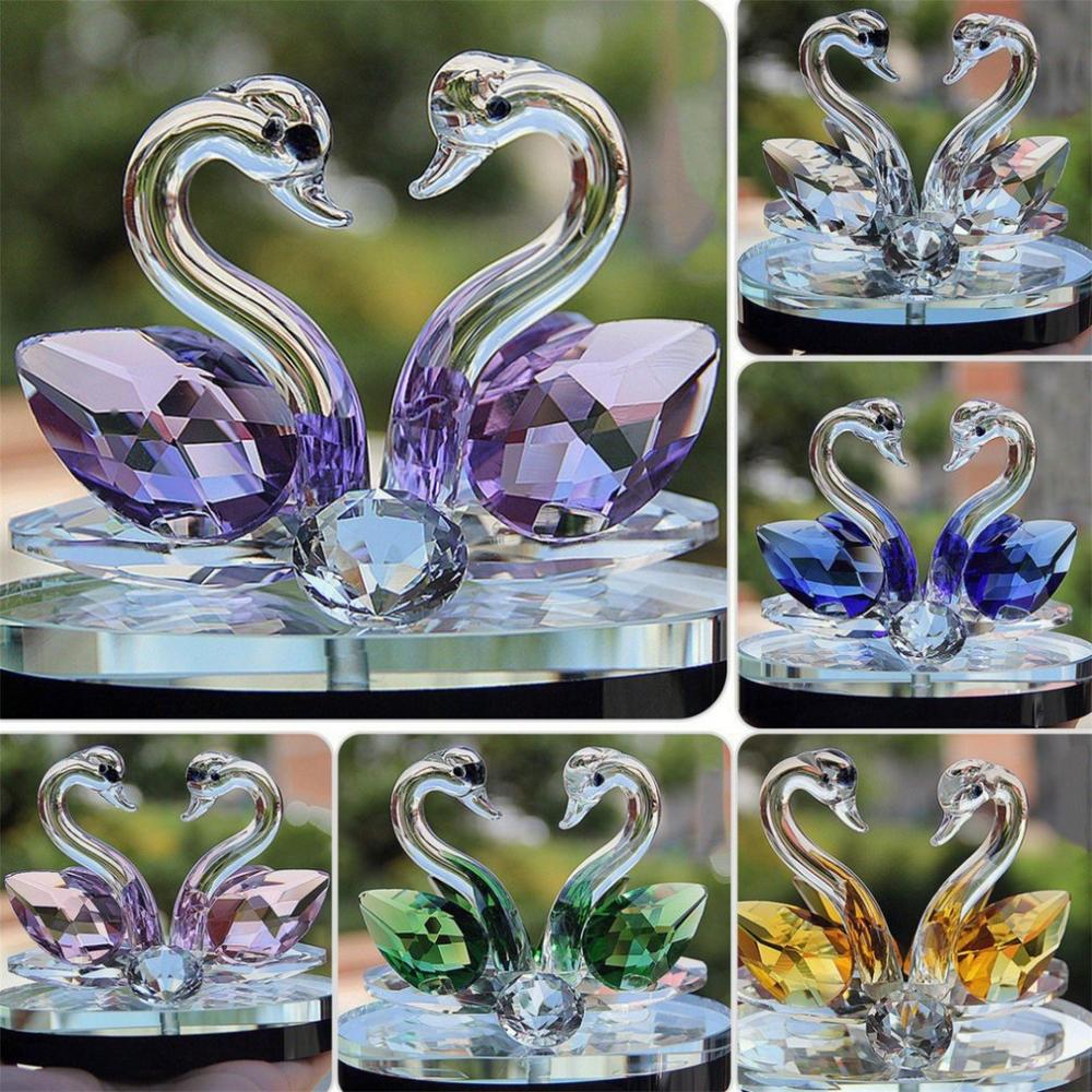 cygne cristal verre Figure presse-papiers ornement décor Collection salon décorations de bureau décor à la maison