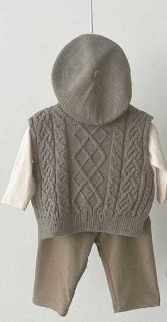 Vintage Baby Jongens Vest Herfst Winter Warm Katoen Gebreide Kids Vest Voor Peuter Meisjes Kleding Kinderen Jassen Uitloper Tops: Grey / 18-24 Months