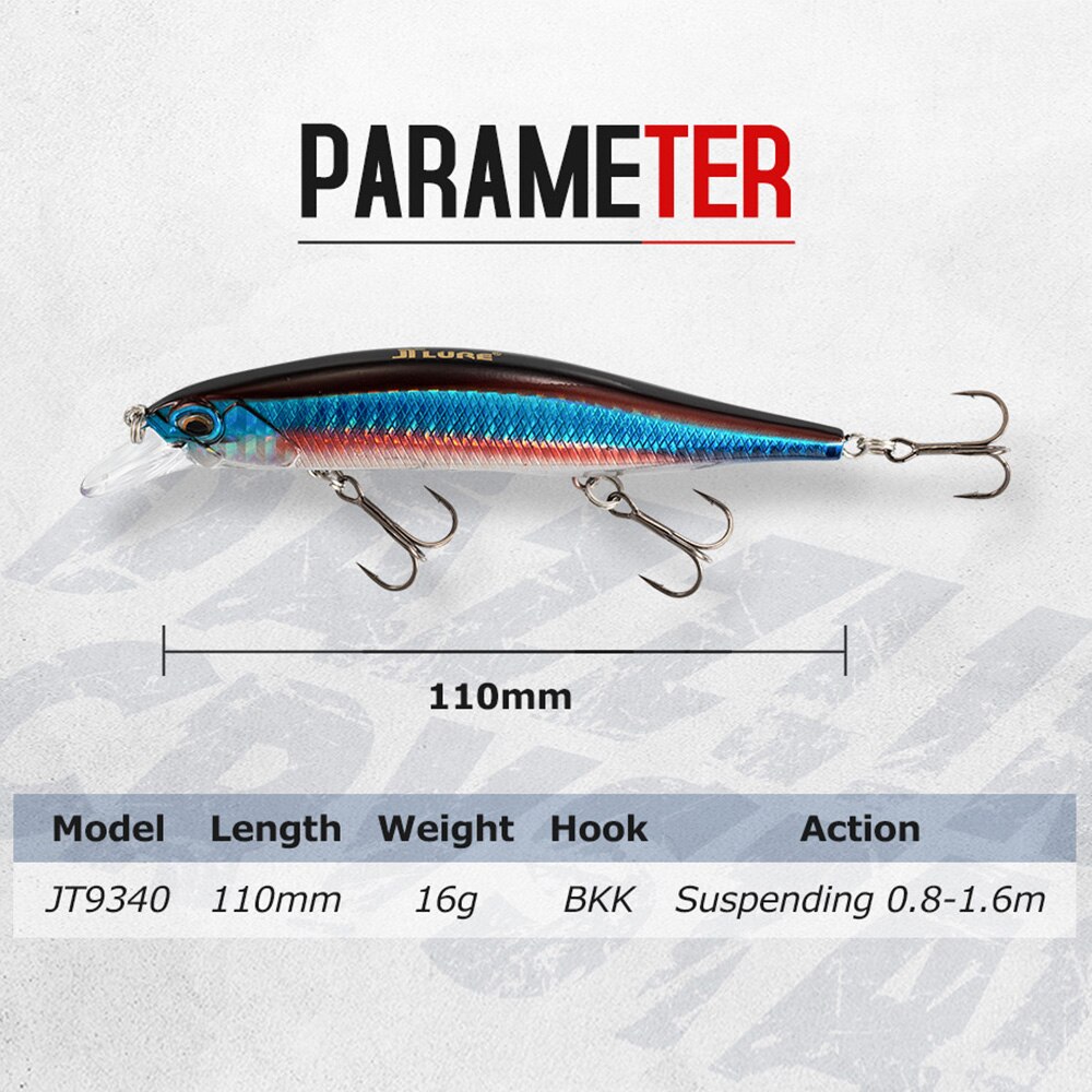 Realis jerkbait 110sp kunstaas voor zeebaars, zwevende glans, lange werpafstand, hard kunstaas  jt9340