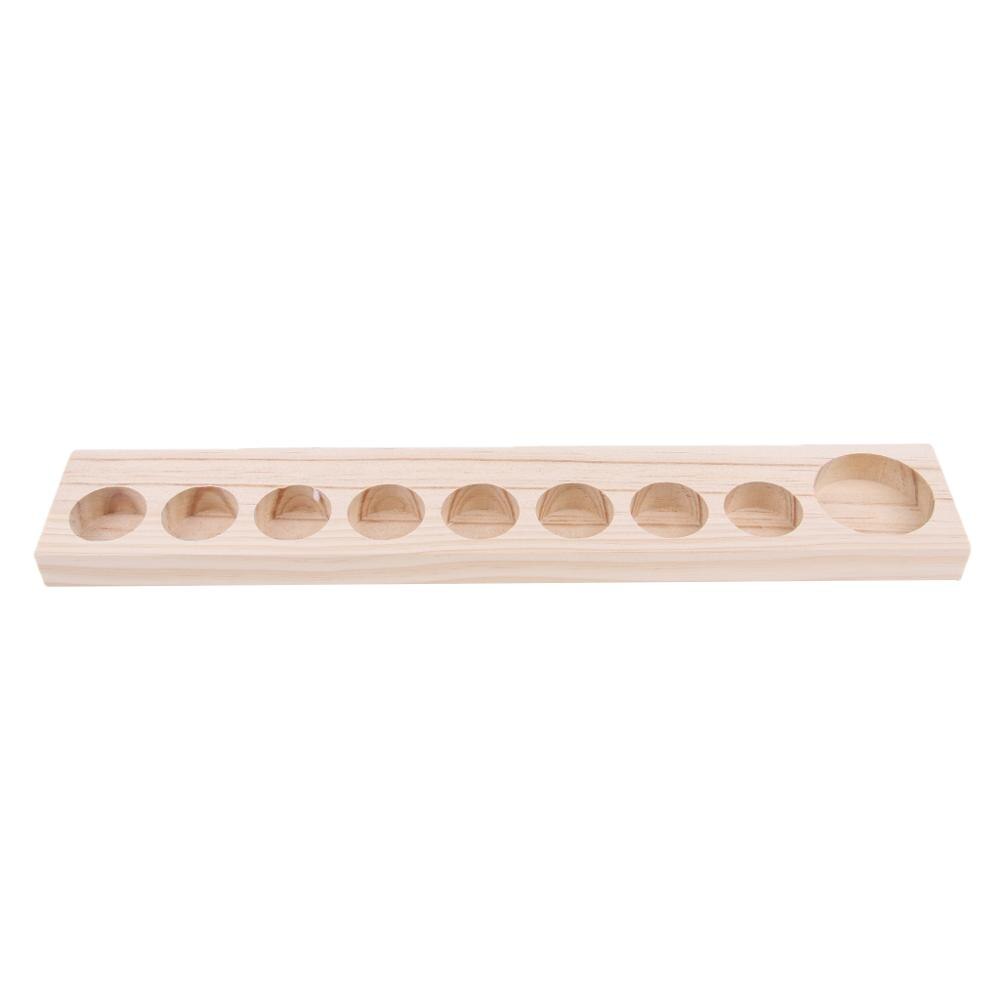 Soporte de exhibición de aceite esencial de madera Natural, estante organizador de almacenamiento para botellas de 9/18/30 ranuras, 5-15ml, bandeja de almacenamiento de Perfume: 9 Slots